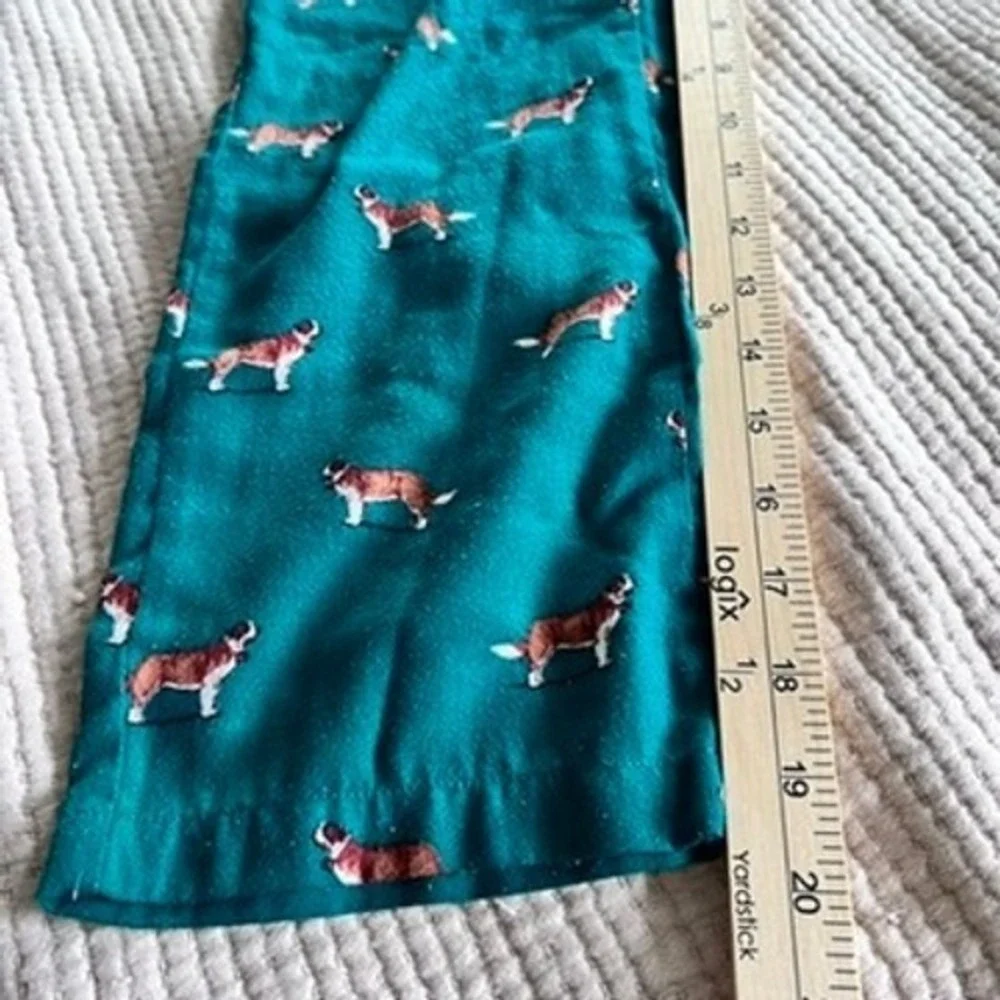 Crewcuts Boys Girls Teal Green Saint Bernard Dog Print Pajama‎ Pants Size S 6-7